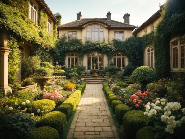 Gran jardín de una casa