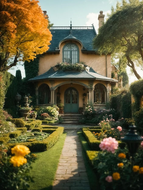 Gran jardín de una casa