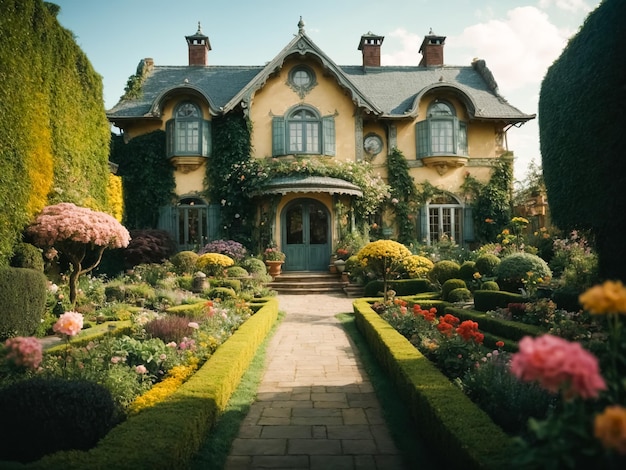 Gran jardín de una casa