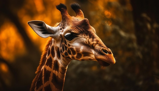 Una gran jirafa de pie en el área silvestre luciendo linda generada por IA