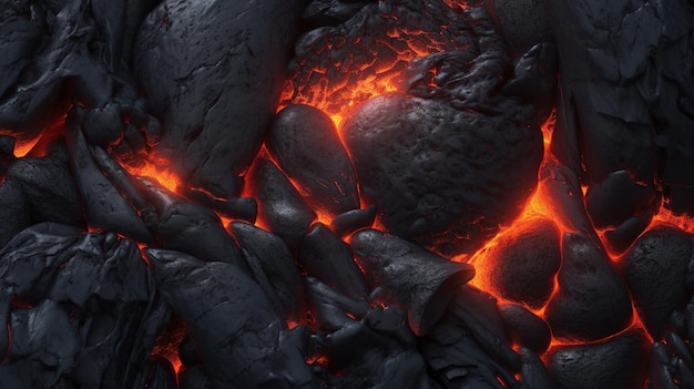 gran lava roja en las montañas AI generativa AI generada