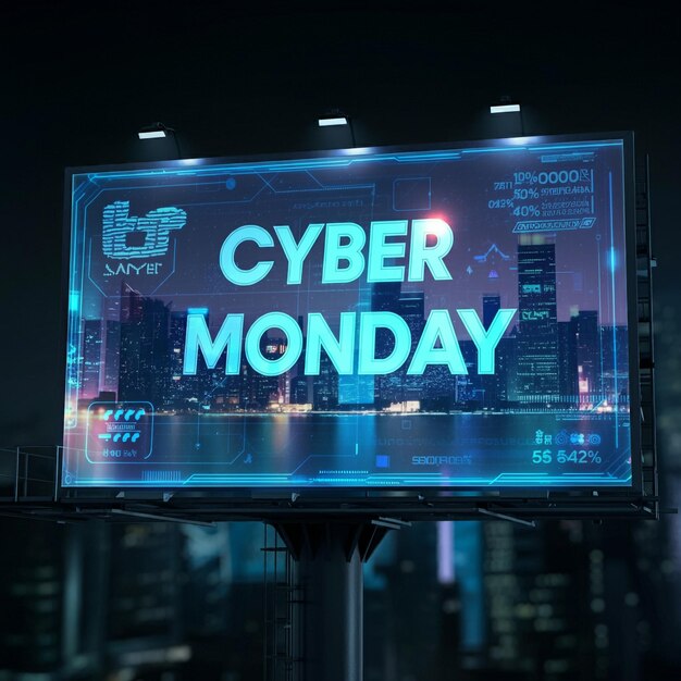 un gran letrero que dice Cyber lunes en él