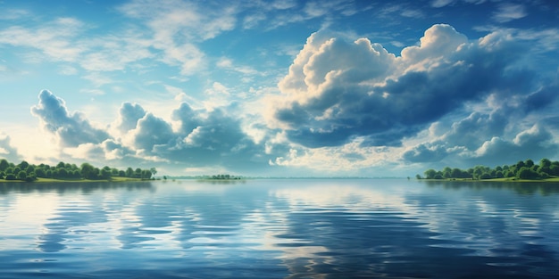 Una gran masa de agua con nubes en el cielo