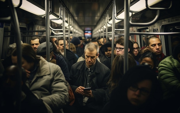 Gran multitud en el metro de Nueva York