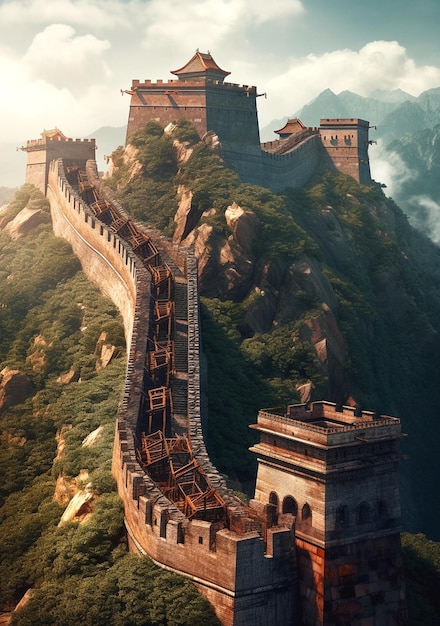 Foto gran muralla china en la cumbre