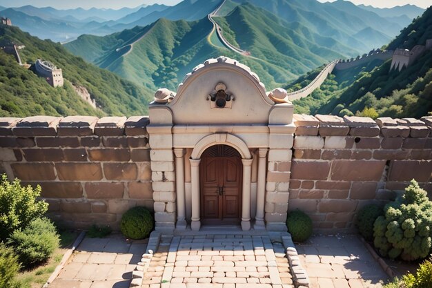 Foto la gran muralla de china, hito, maravillas del mundo, atracciones famosas, telón de fondo antiguo