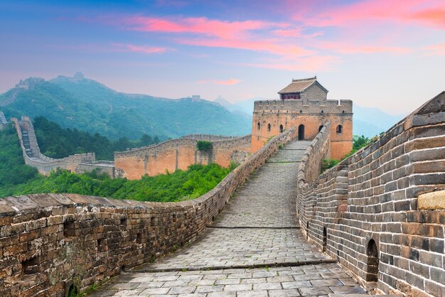 Foto la gran muralla china en la sección de jinshanling