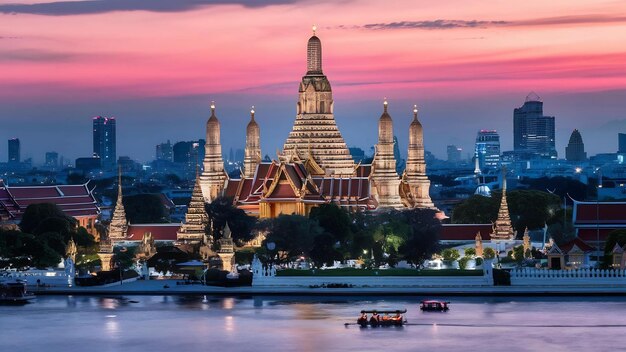 Foto el gran palacio de tailandia y wat phra kaew por la noche en bangkok, tailandia