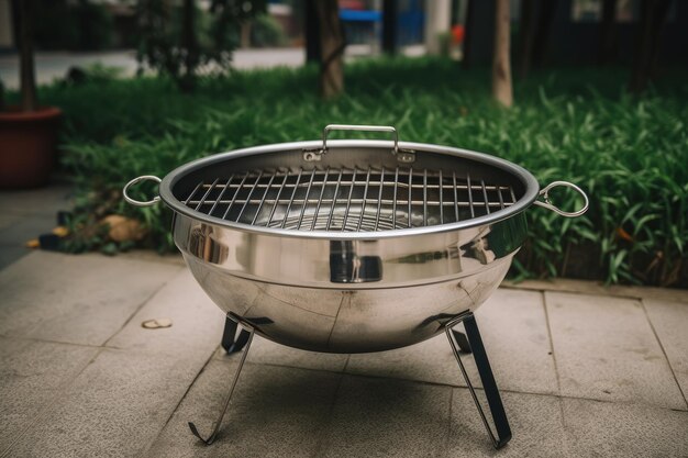 Una gran parrilla de metal colocada encima de una IA generativa en la acera