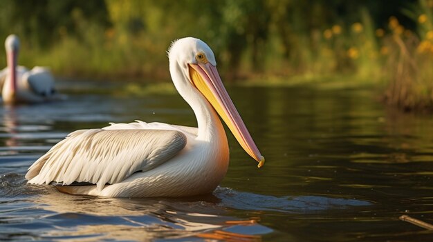 Foto el gran pelícano blanco pelecanus onocrotalus generative ai