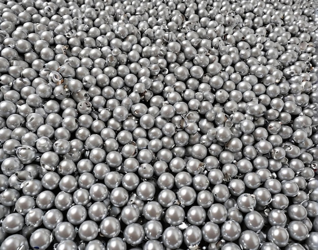 una gran pila de bolas de plata