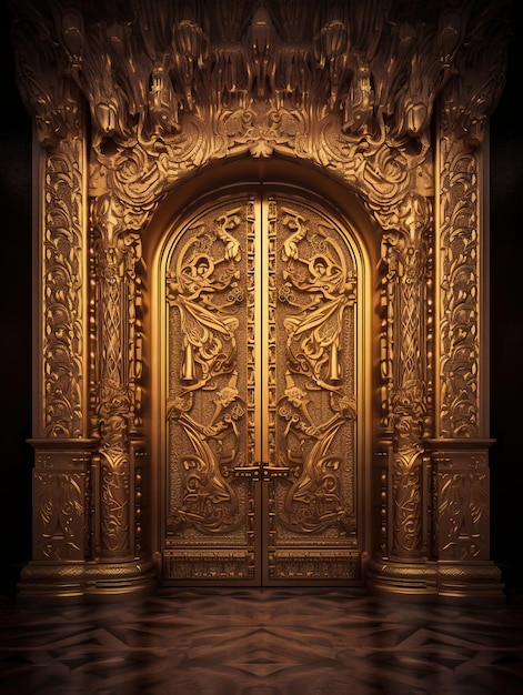 Gran puerta hecha de oro de un palacio
