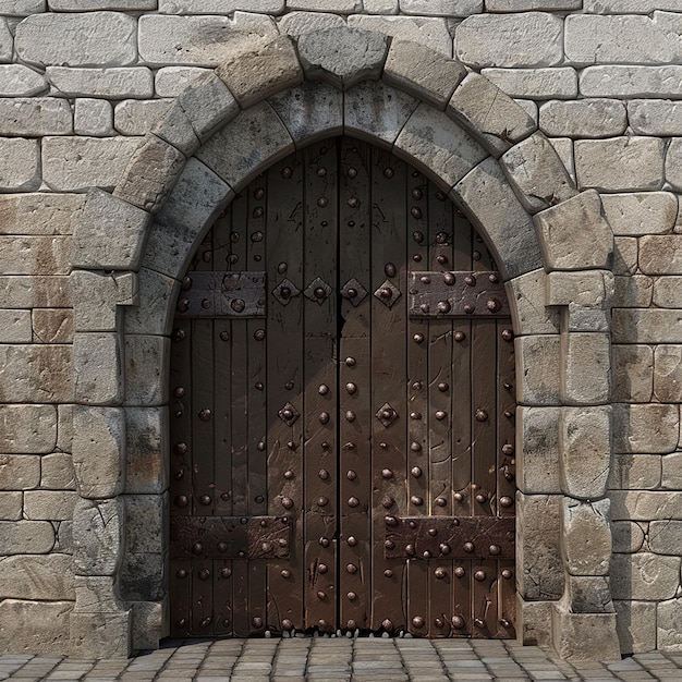 una gran puerta de madera con una serie de números en ella