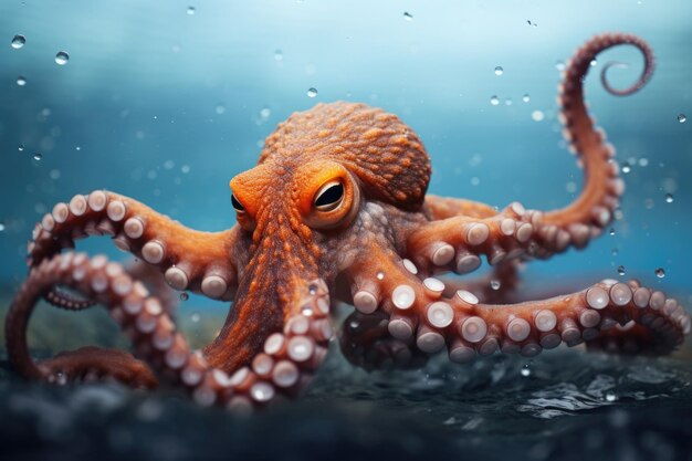 Gran pulpo en el agua