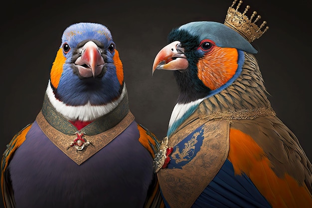 Gran retrato de pájaros reales de mediana edad con ai generativo de pico naranja