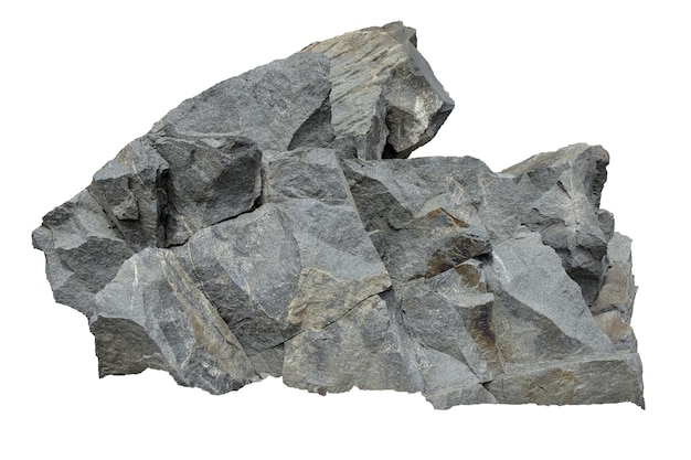 Foto una gran roca gris con un fondo blanco.