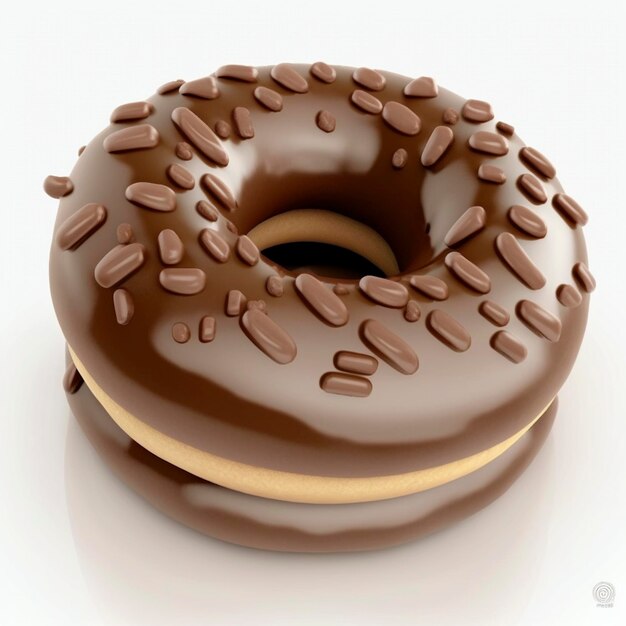 Foto gran rosquilla cubierta de chocolate aislado