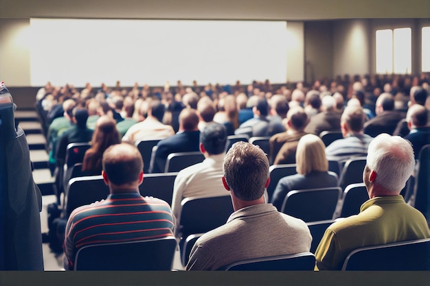 Gran sala de seminarios o sala de conferencias llena de espectadores IA generativa