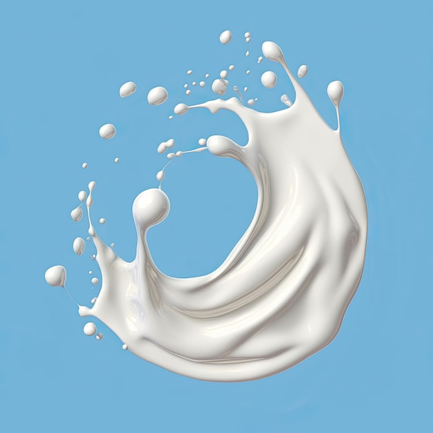 Gran salpicadura de leche en espiral ultrarrealista con grandes gotas