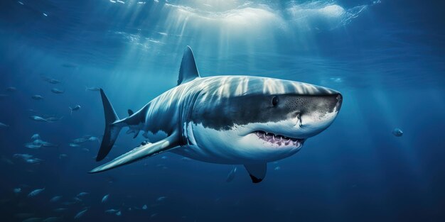 gran tiburón blanco en el océano