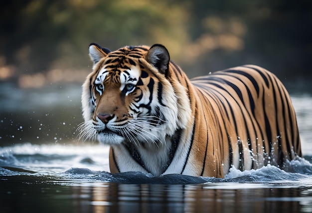 un gran tigre en el río