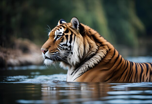 un gran tigre en el río