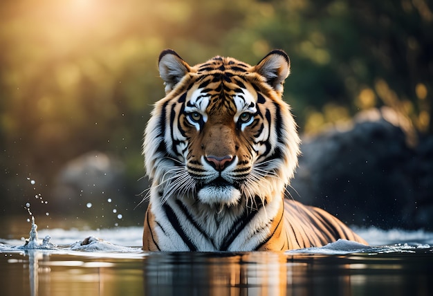 un gran tigre en el río