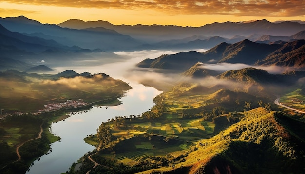 Una gran toma geográfica de la mejor vista de Colombia desde un dron al amanecer Texturas y detalles realistas