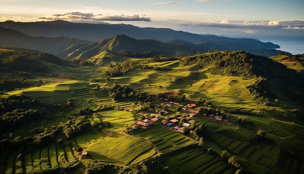 Una gran toma geográfica de la mejor vista de Colombia desde un dron al amanecer Texturas y detalles realistas