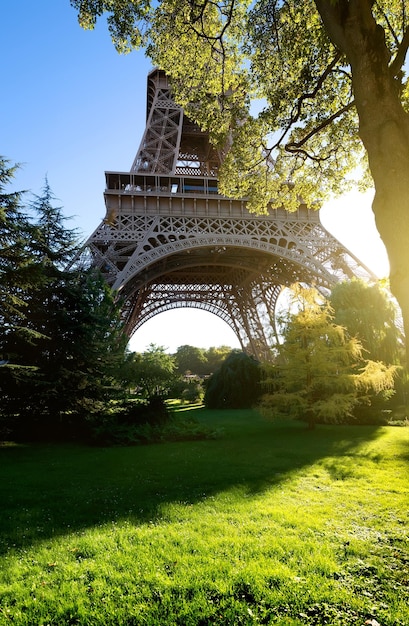 Gran torre Eiffel en París y paisaje