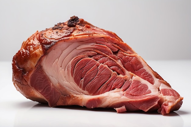 Foto un gran trozo de carne cocida a medio tiempo aislado sobre un fondo blanco