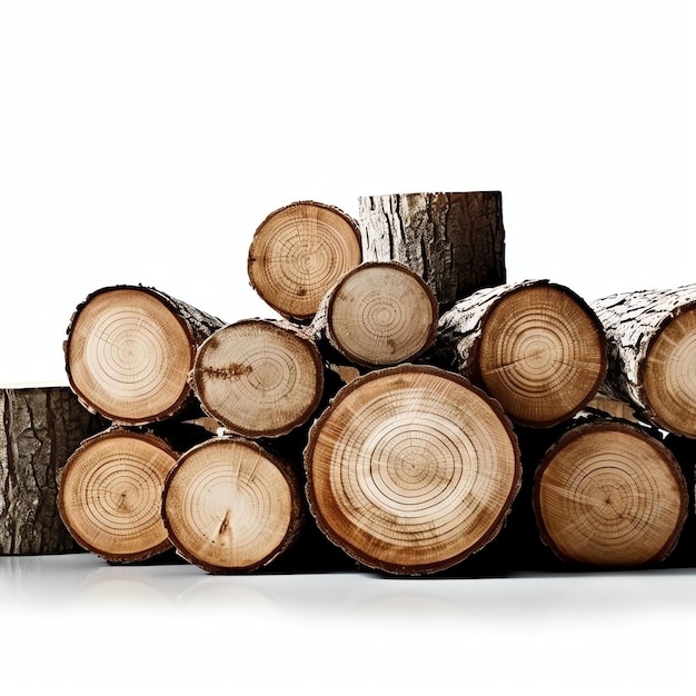 Un gran trozo circular de tronco de madera o madera de árbol apilada para la industria del mueble