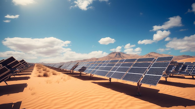 Una gran variedad de paneles solares en el desierto bajo