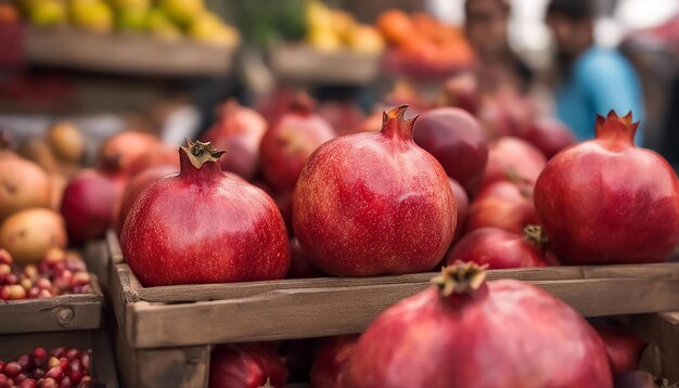 Granada Granada madura Un ramo de frutas en un puesto callejero Foco selectivo generado por la IA