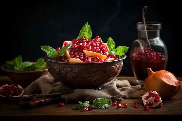 Granatapfelkerne in einem Obstsalat