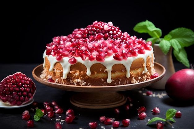 Granatapfelkuchen mit Granaatapfelkrümeln