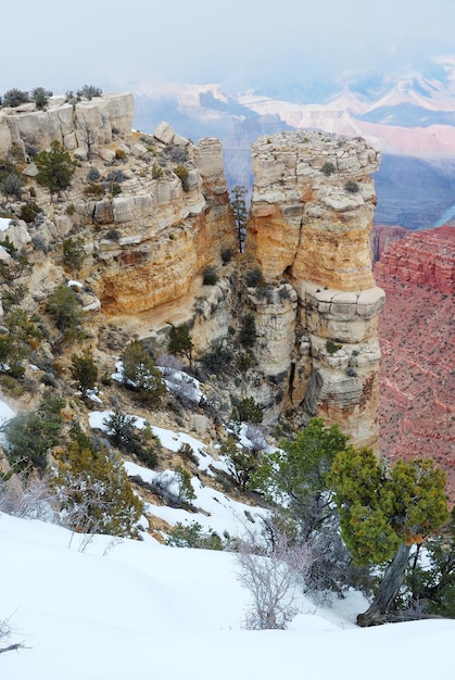 Grand Canyon-Panoramablick im Winter mit Schnee