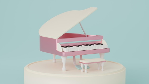 Grand Piano Miniatur-Stil weiche Farbe 3D-Rendering