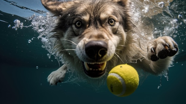 grande ângulo de close-up foto subaquática de um lobo