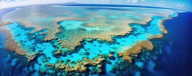 Grande barreira de recife da costa australiana o oceano azul coral queensland generativo ai