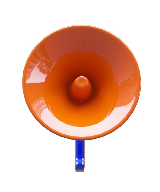 Grande bullhorn em branco megafone alto-falante em fundo branco