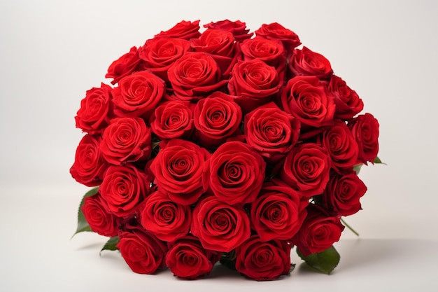 Grande buquê de rosas vermelhas em um fundo branco