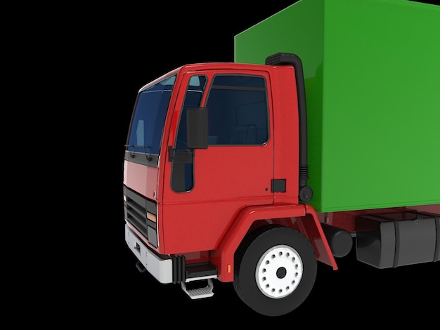 Grande caminhão preto com um modelo de semi-reboque para colocar gráficos renderização 3d