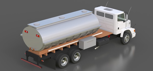 Foto grande caminhão-tanque branco com reboque de metal polido. vistas de todos os lados. ilustração 3d.