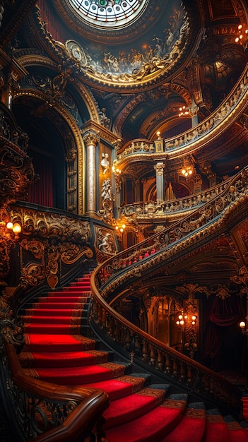 Foto grande casa de ópera com detalhes opulentos e um palco majestoso hiperrealista