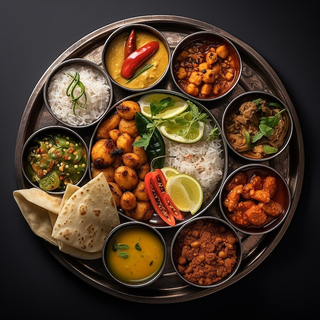 Grande comida Thali indiana