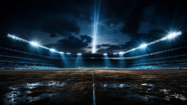 Grande estádio com campo verde para jogar futebol