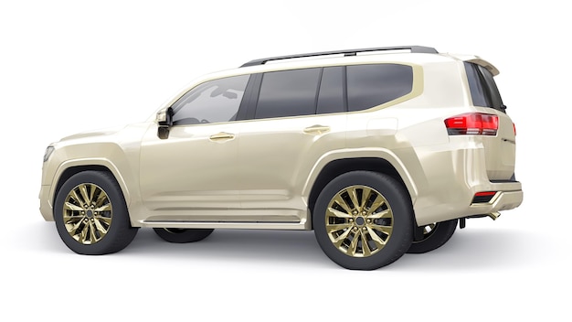 Grande família SUV premium de sete lugares em uma ilustração 3d de fundo branco e isolado