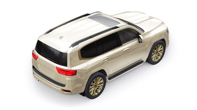 Grande família SUV premium de sete lugares em uma ilustração 3d de fundo branco e isolado