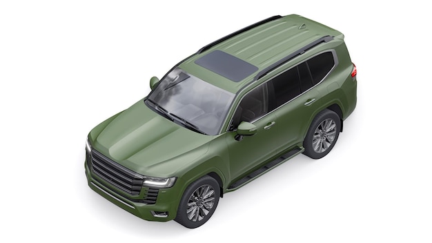 Grande família SUV premium de sete lugares em uma ilustração 3d de fundo branco e isolado